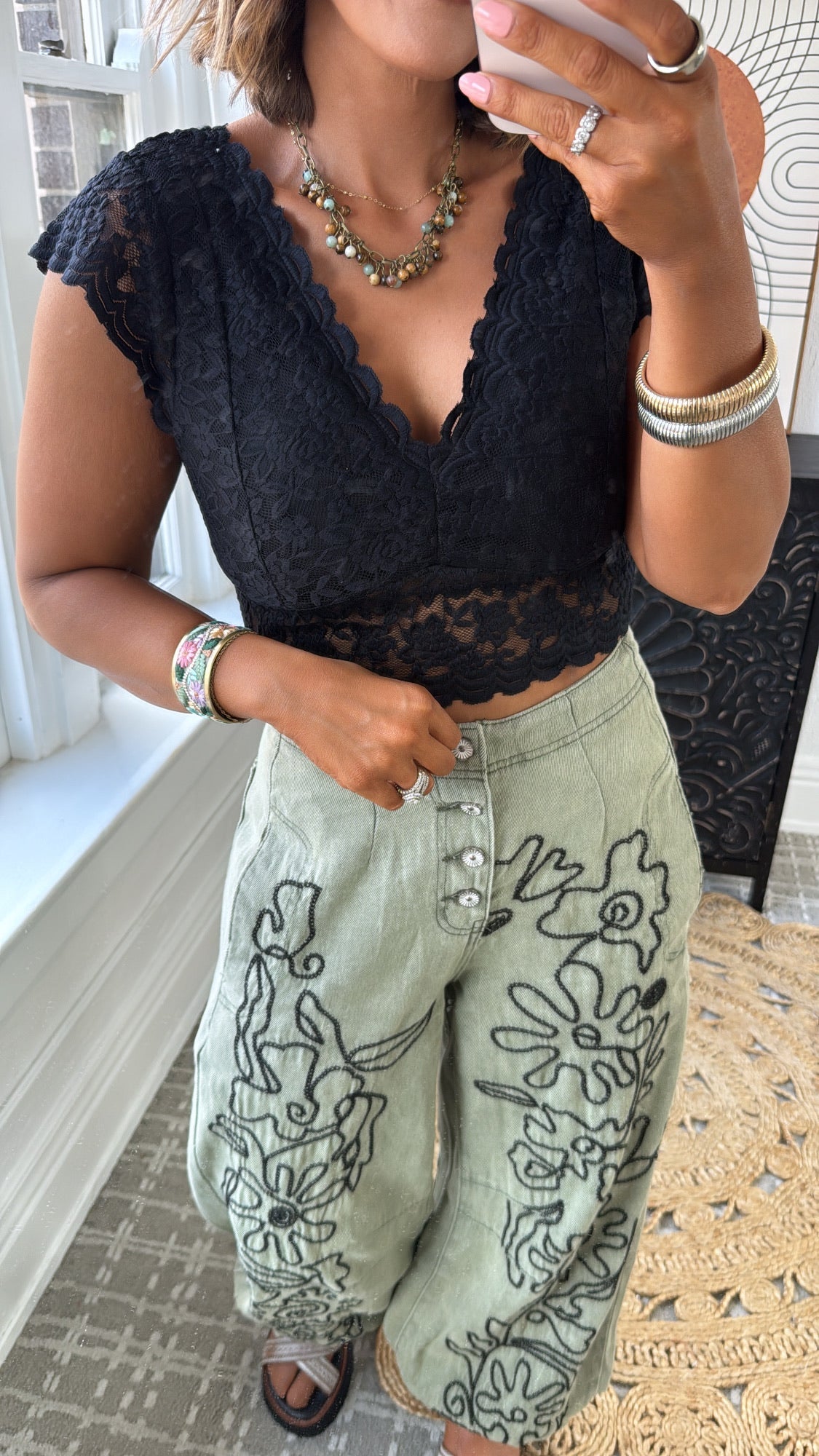 Whispered Lace Top, Black
