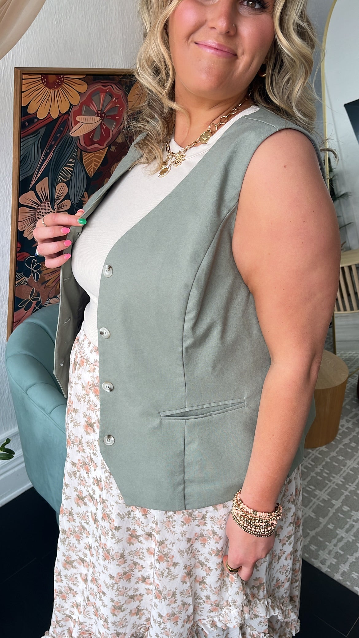 Sunstone Layers Vest, Lt. Olive