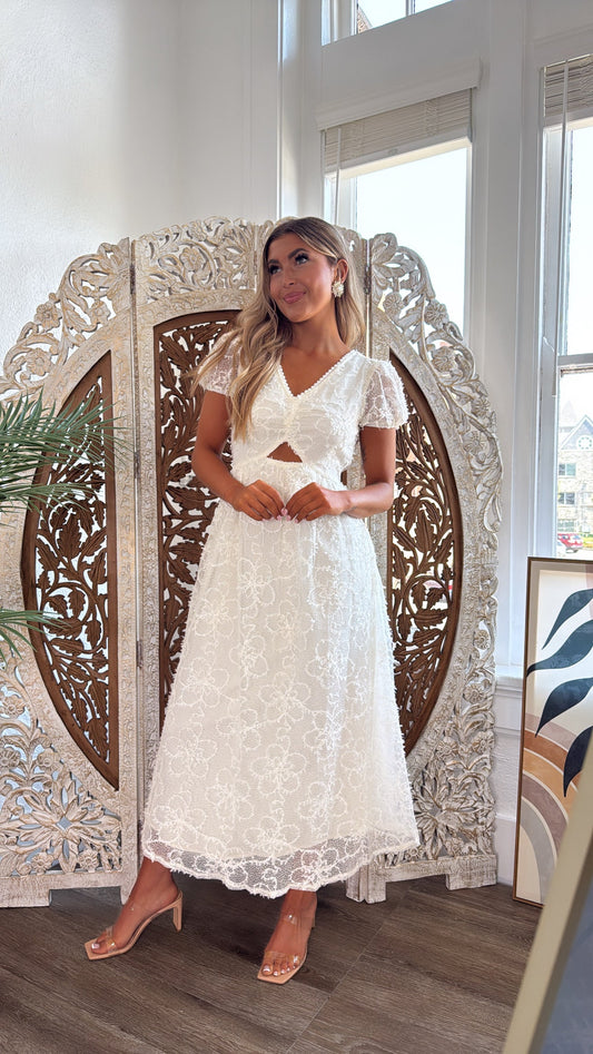 Soft Spoken Love Midi Dress, Cream