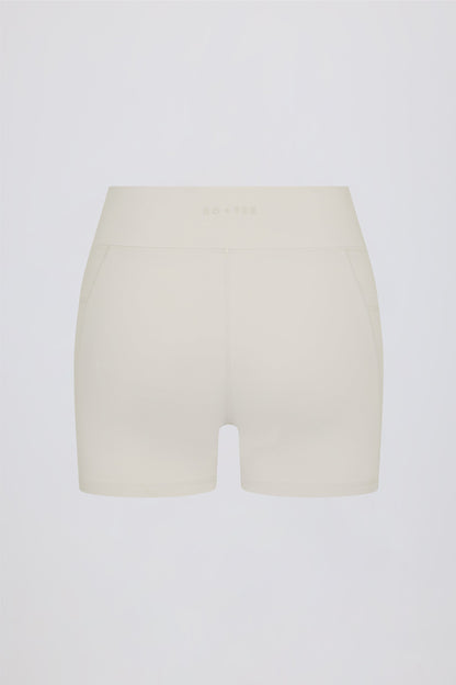 Soft Active Pocket V-Waist Mini Shorts in Oat