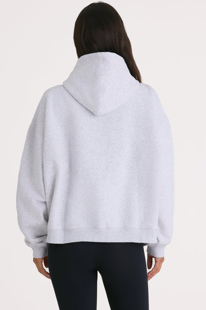 Soft Cotton Fleece Oversized Hoodie in Marl Grey