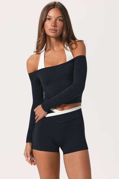 Soft Jersey Off-Shoulder Top in Black