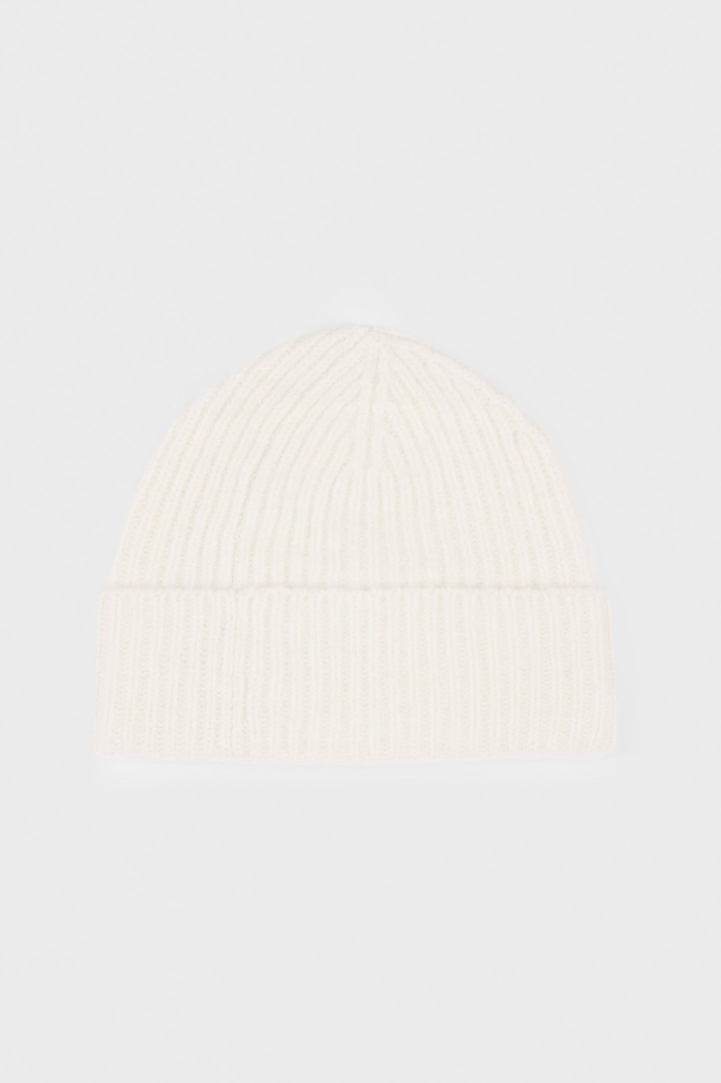 Ribbed Knit Beanie Hat in Ivory