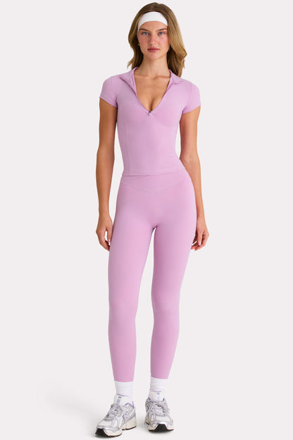 Soft Active Quarter-Zip Top in Sweet Pink