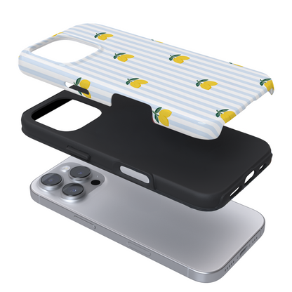 Tough Phone Case - Blue Stripe Lemons