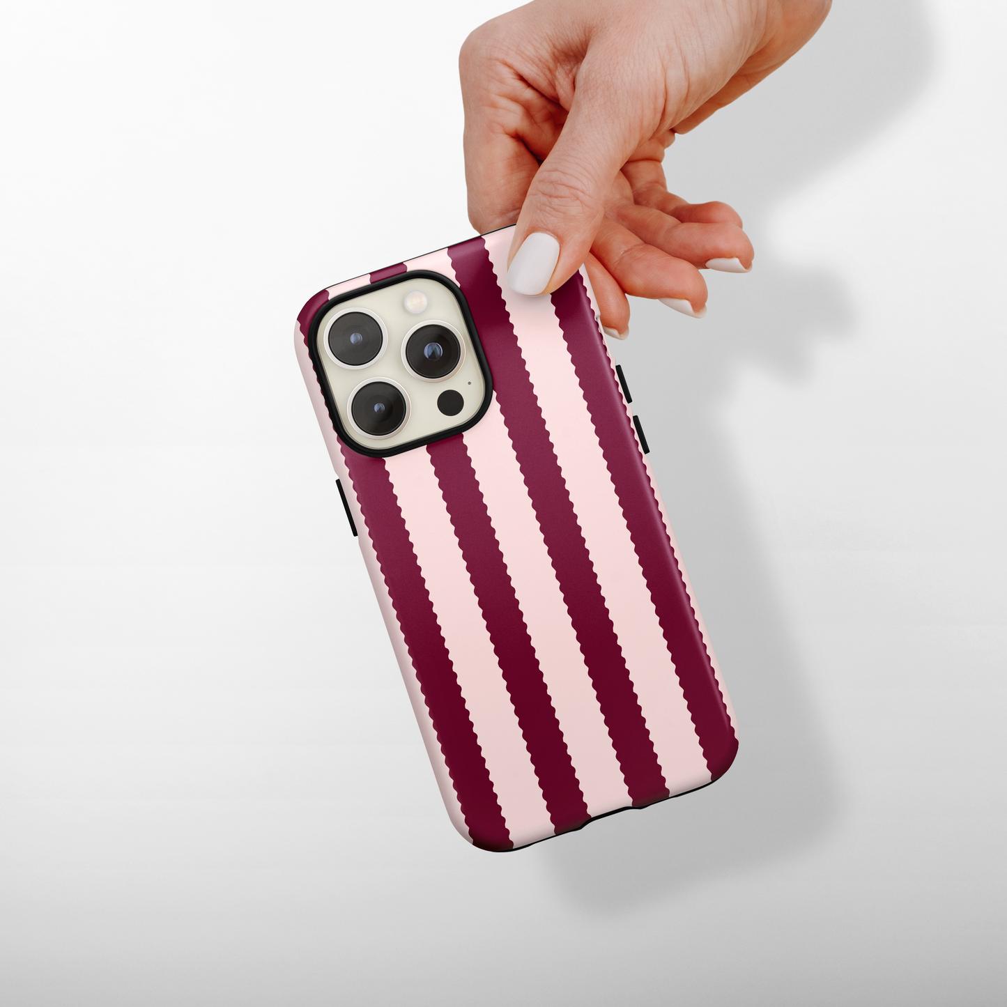 Tough Phone Case - Blushberry Scallop Stripes