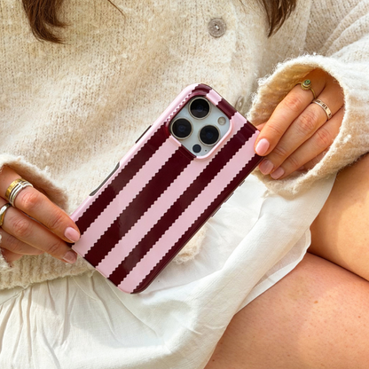 Tough Phone Case - Blushberry Scallop Stripes
