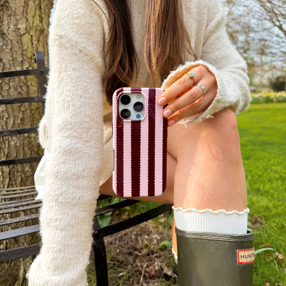 Tough Phone Case - Blushberry Scallop Stripes
