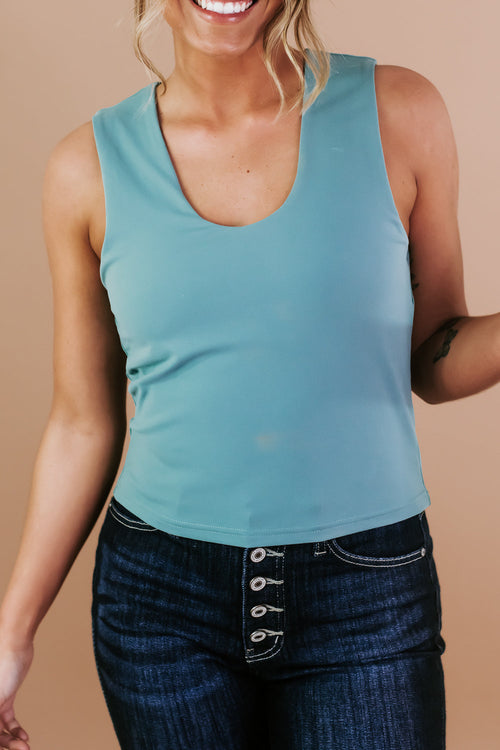Thick Strap Crop Tank, T.Grey