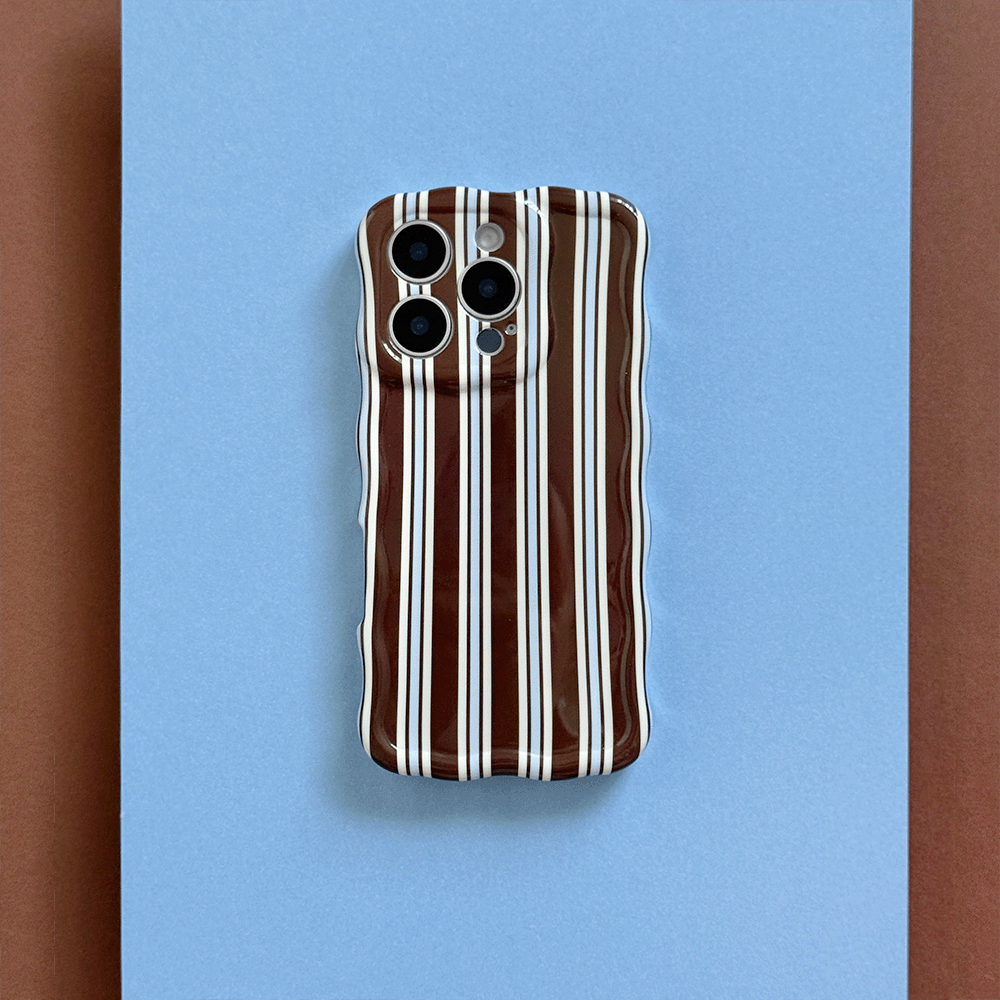 Wavy Phone Case - Brown & Blue Stripes