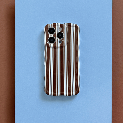 Wavy Phone Case - Brown & Blue Stripes