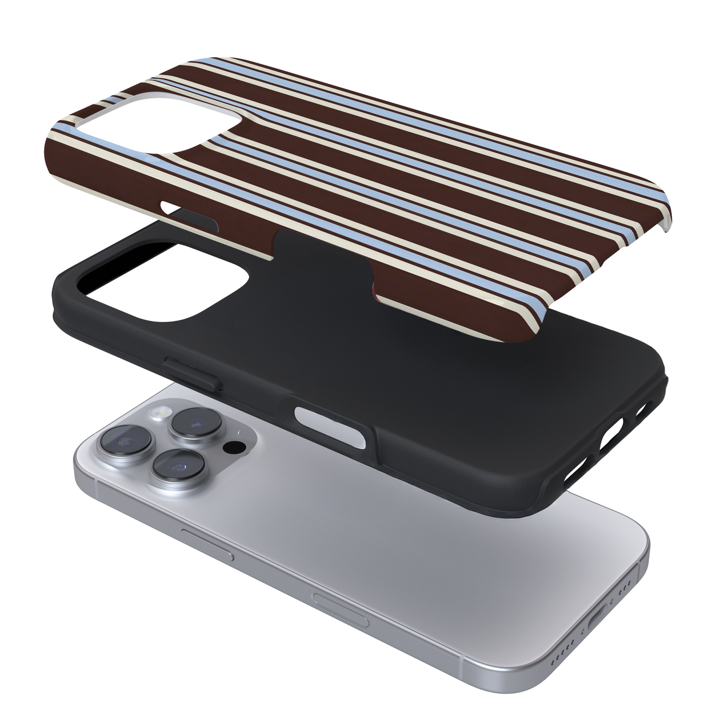 Tough Phone Case - Brown & Blue Stripes