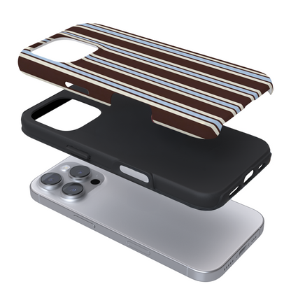 Tough Phone Case - Brown & Blue Stripes