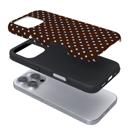 Tough Phone Case - Brown & Blue Polka Dot