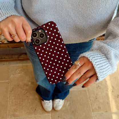 Tough Phone Case - Brown & Blue Polka Dot