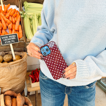 Tough Phone Case - Brown & Blue Polka Dot