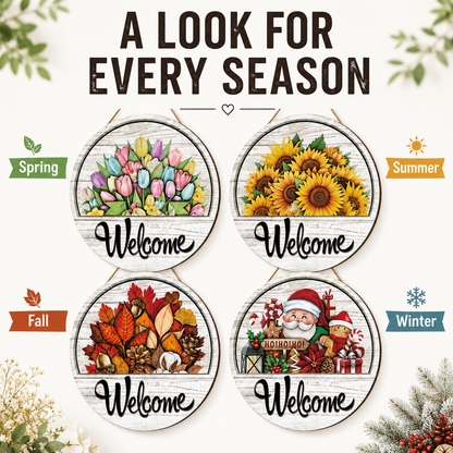 16-Piece Interchangeable Welcome Door Sign – Create a New Look for Every Season