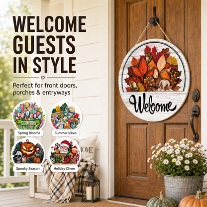 16-Piece Interchangeable Welcome Door Sign – Create a New Look for Every Season