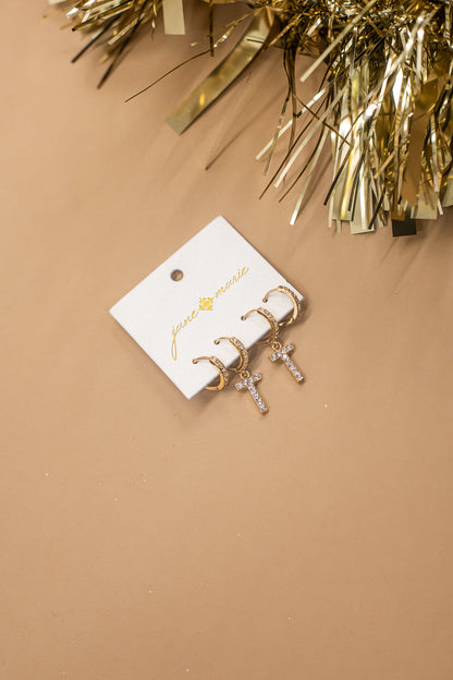 Set Of 2 Initial Crystal Huggie