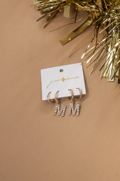 Set Of 2 Initial Crystal Huggie