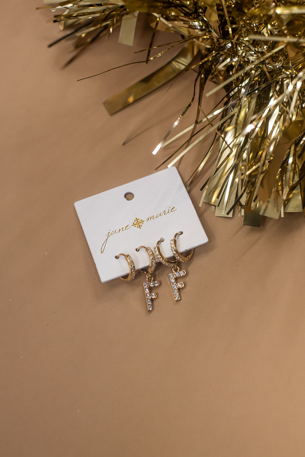 Set Of 2 Initial Crystal Huggie
