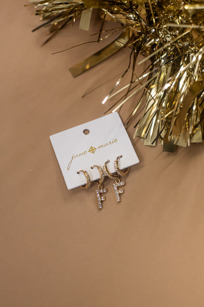 Set Of 2 Initial Crystal Huggie