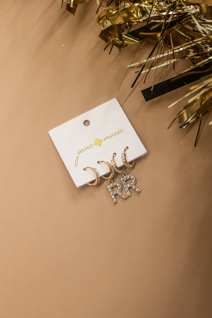 Set Of 2 Initial Crystal Huggie