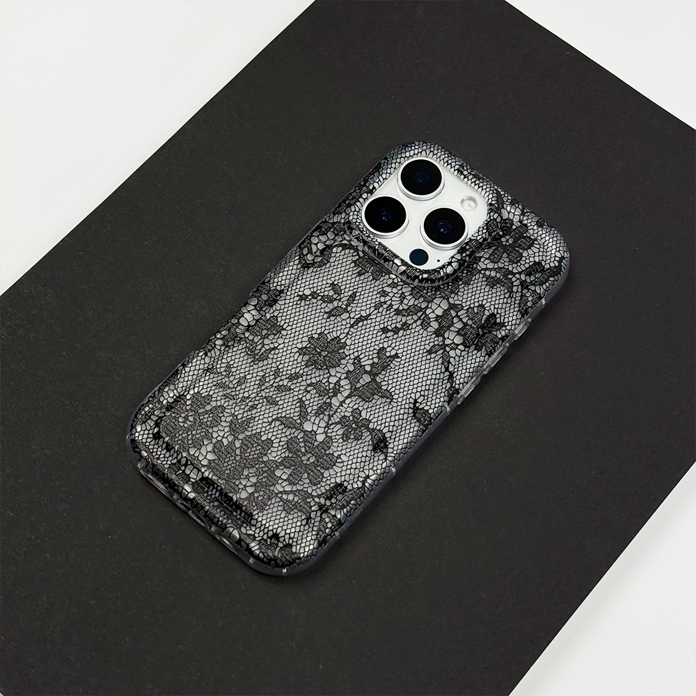 Clear Phone Case - Black Lace