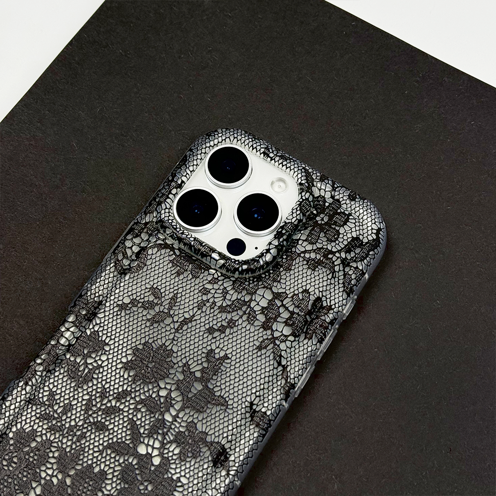 Clear Phone Case - Black Lace