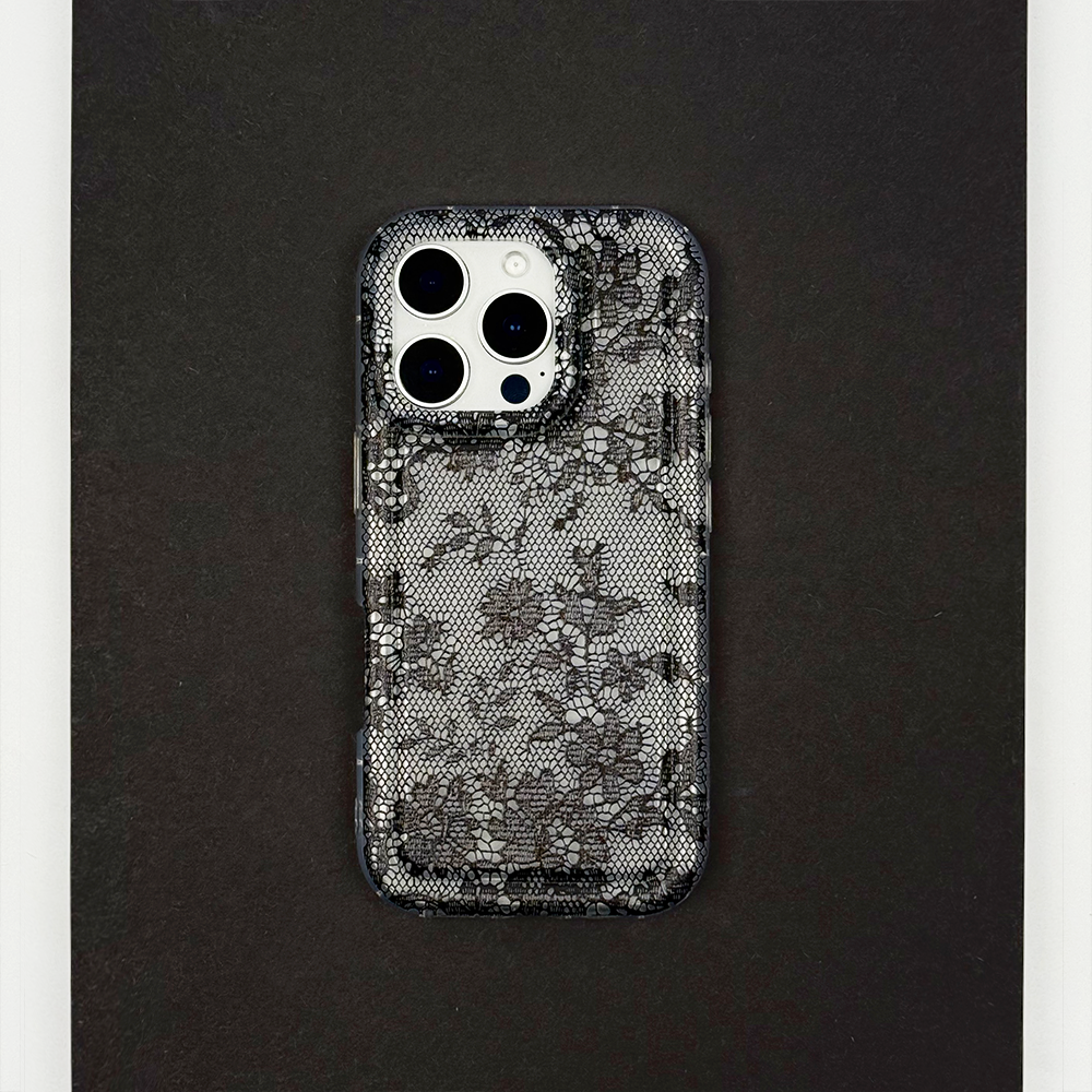 Clear Phone Case - Black Lace