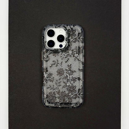Clear Phone Case - Black Lace
