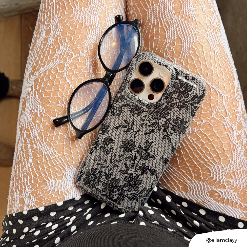 Clear Phone Case - Black Lace