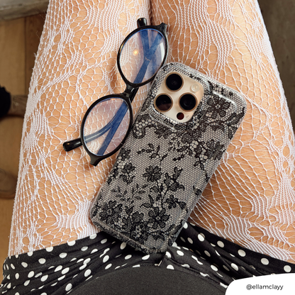 Clear Phone Case - Black Lace