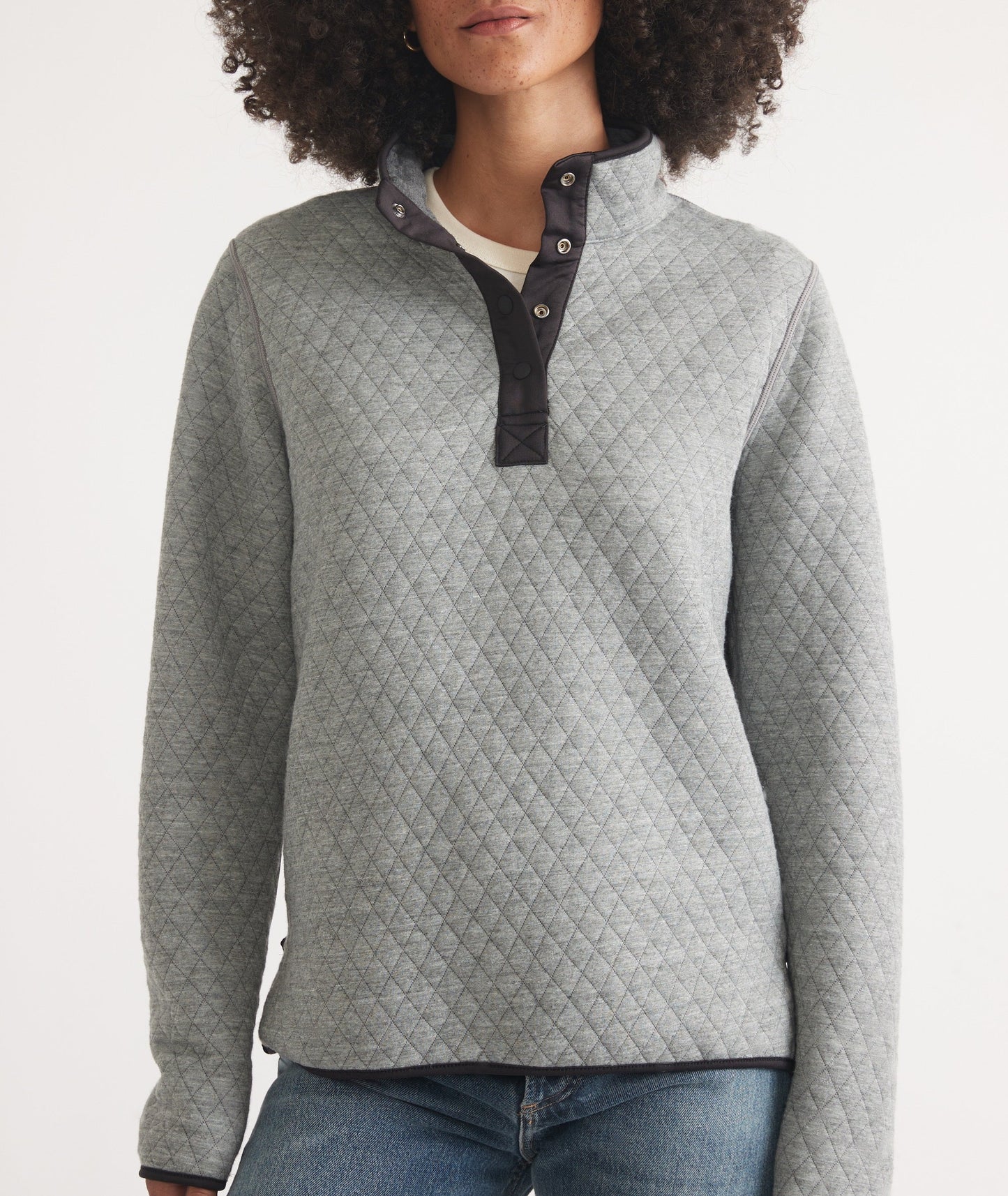 Women's Reversible Corbet Pullover in Charcoal/Mid Heather Grey