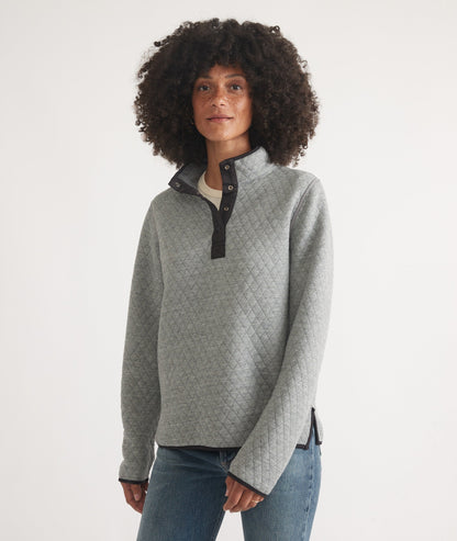 Women's Reversible Corbet Pullover in Charcoal/Mid Heather Grey