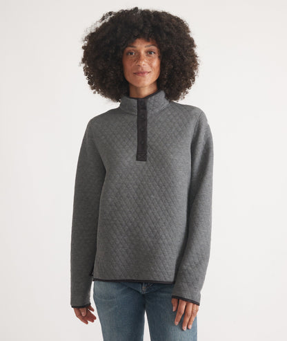 Women's Reversible Corbet Pullover in Charcoal/Mid Heather Grey