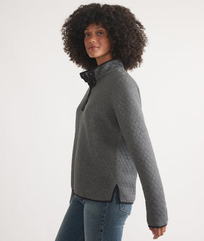 Women's Reversible Corbet Pullover in Charcoal/Mid Heather Grey