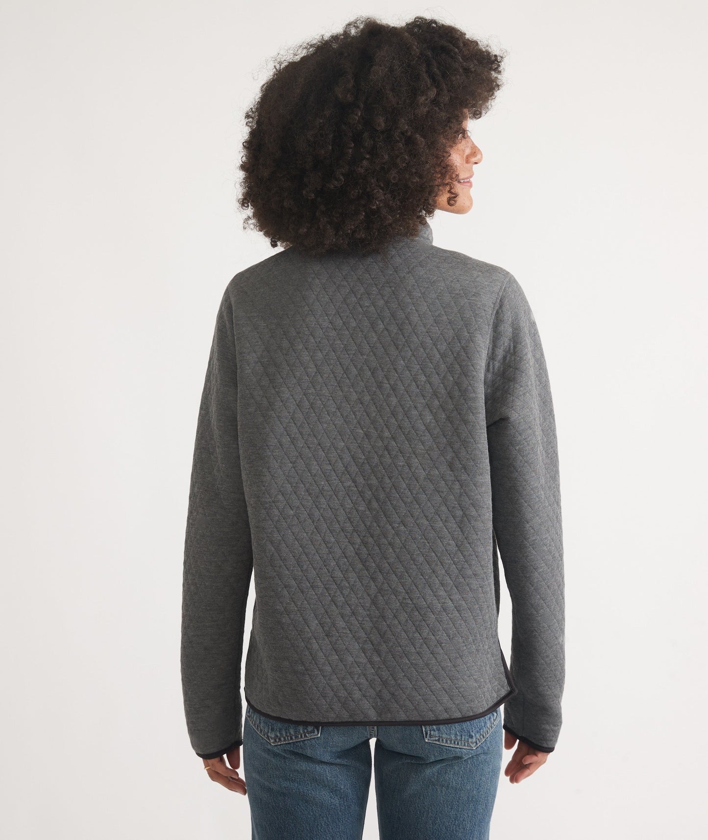 Women's Reversible Corbet Pullover in Charcoal/Mid Heather Grey