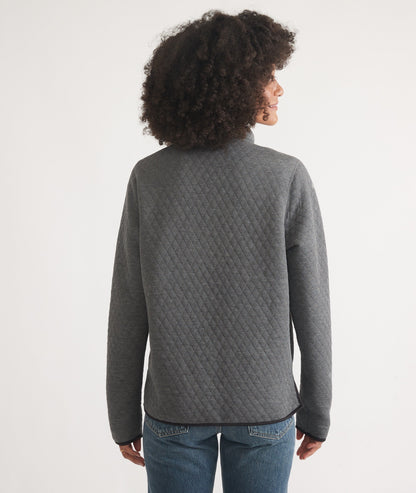 Women's Reversible Corbet Pullover in Charcoal/Mid Heather Grey