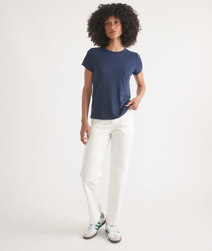 Women's Re-Spun Signature Crew in Navy