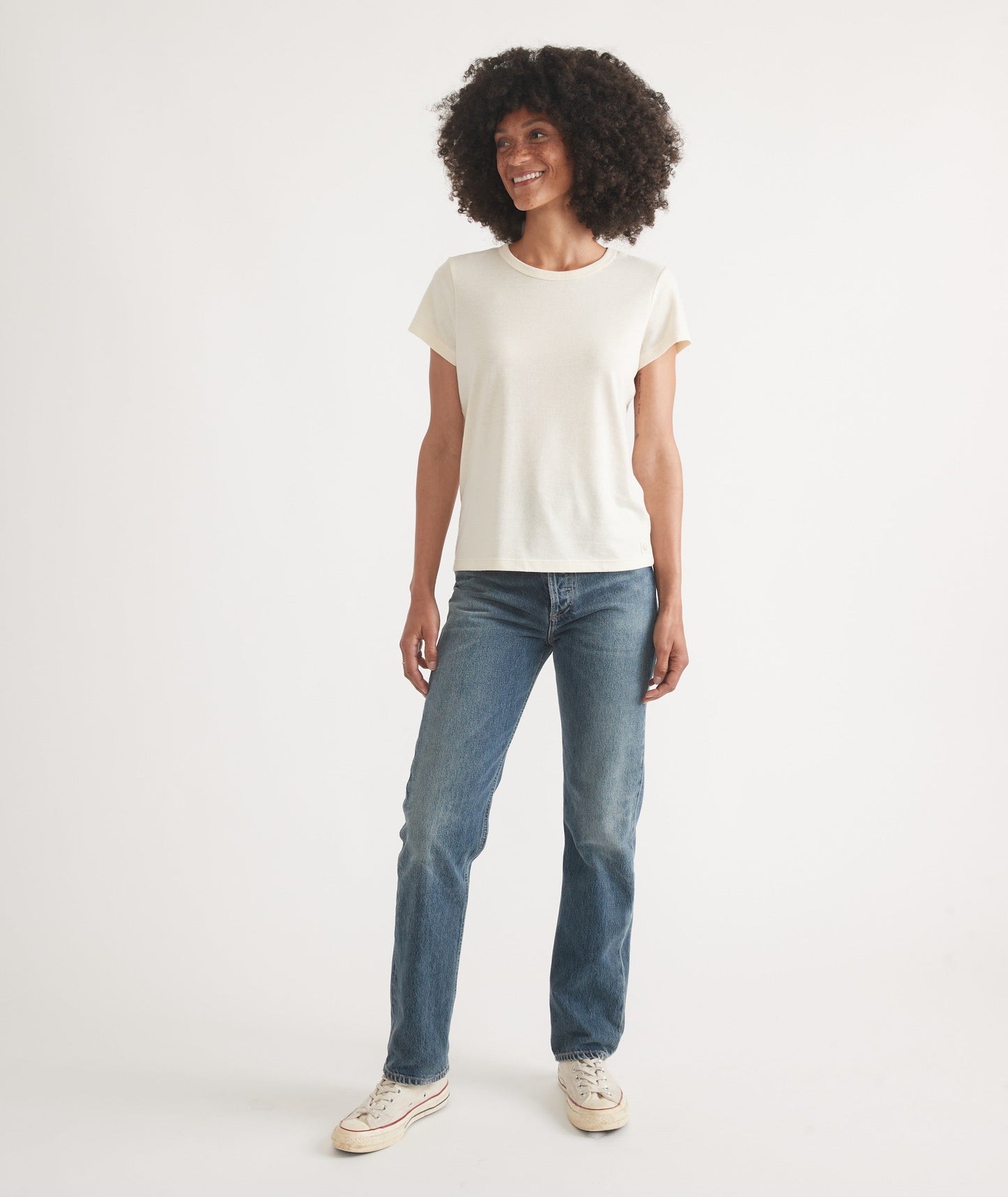 Women's Re-Spun Signature Crew in Natural