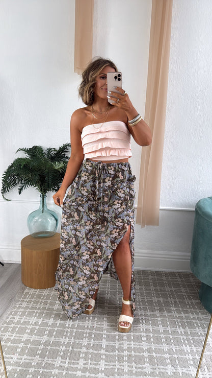 Sweet Nothings Chiffon Floral Midi Skirt, Brown