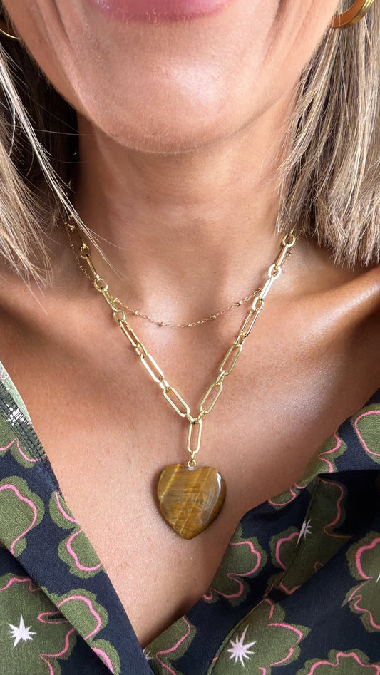Treasure Jewels: Tiger Eye Heart Necklace