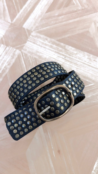 Studded Leather Belt, Black