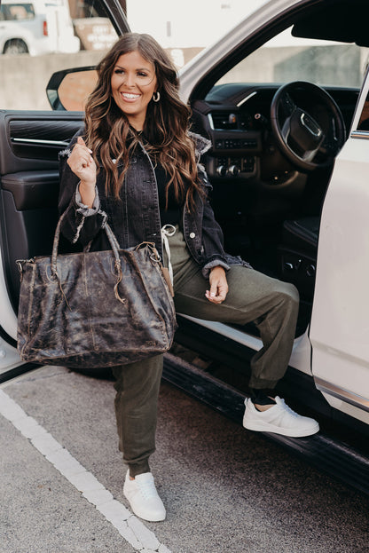 Rockaway Leather Tote, Black Luxe