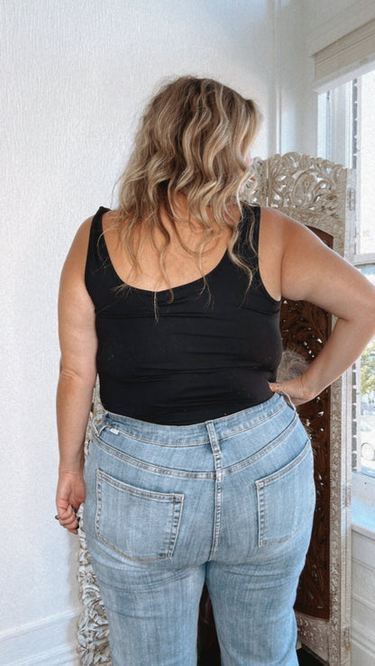 Sell Out Square Neck Tank Bodysuit,  Black