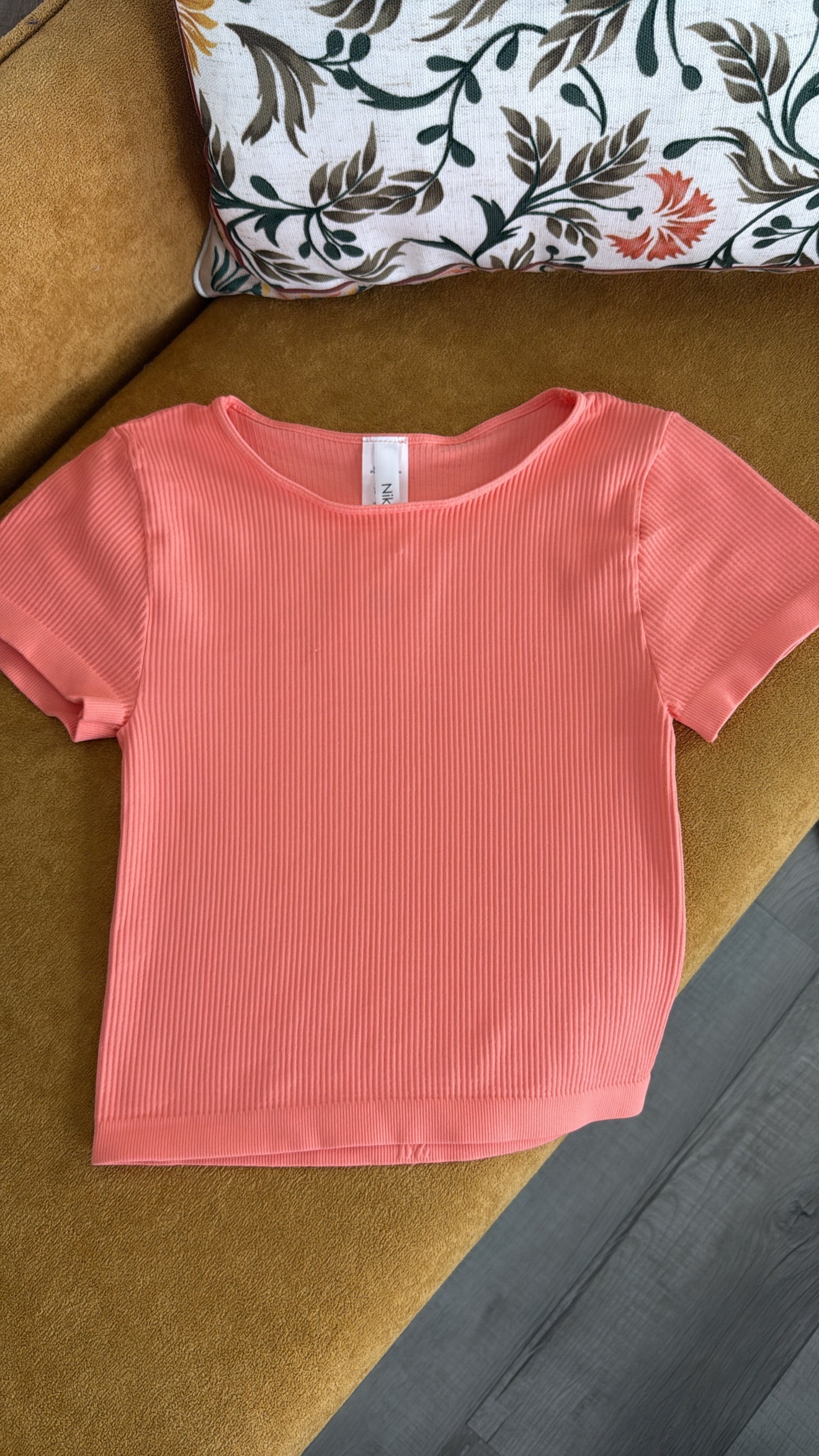 Ribbed Crop Baby Tee, Coral