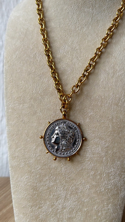 Two Toned Coin Necklace
