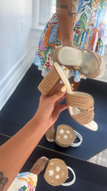The Santiago Raffia Heel, Toffee