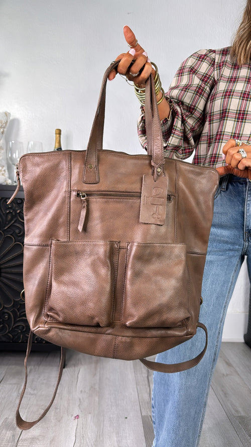 Saddle Up Convertible Tote/ Backpack , Brown